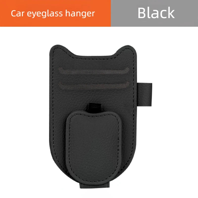 Magnetic Car Sunglasses Holder Sun Visor Glasses Clip PU Eyeglasses Hanger Portable Ticket Card Clip Auto Accessories