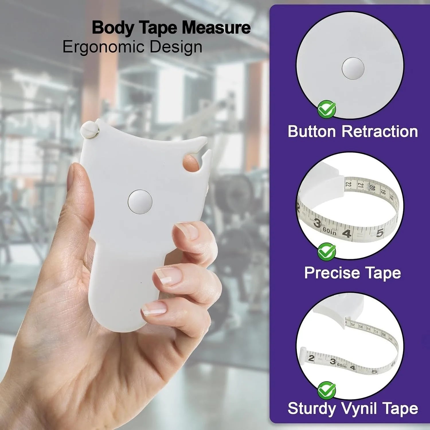 Perfect Body Tape Measure - 80 Inch Automatic Telescopic Tape Measure - Retractable Measuring Tape for Body: Waist, Hip, Bust, Arms, and More (White - 80 inch)