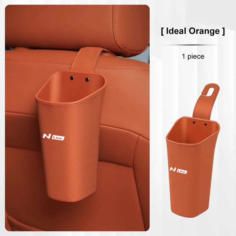 Car Seat Back Trash can For Hyundai N Line Sonata I20 Elantra Santafe Accent Tucson water cup holder Door Storage Bin Accessory