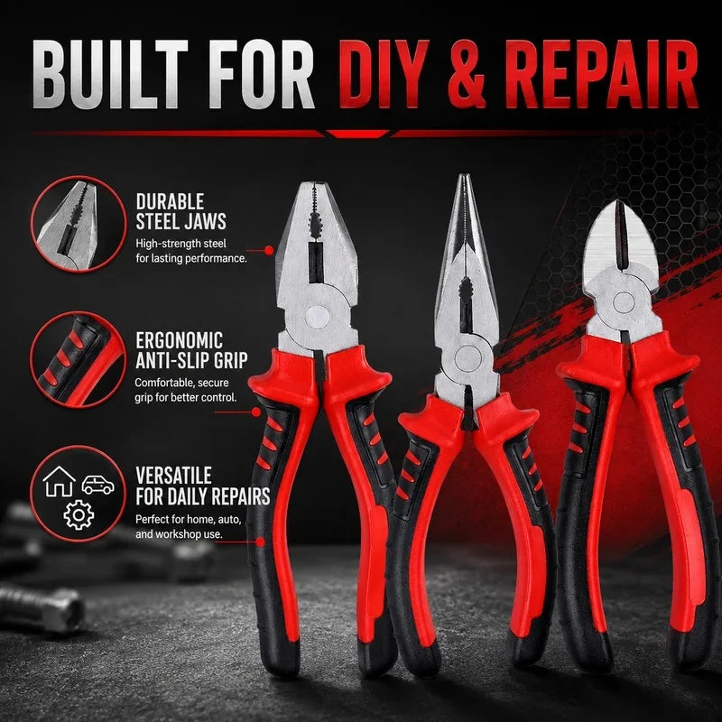 Heavy Duty Multifunctional Electrician Wire Pliers, Large Opening Sharp Hand Tool for Cutting, Twisting and Gripping Various Met