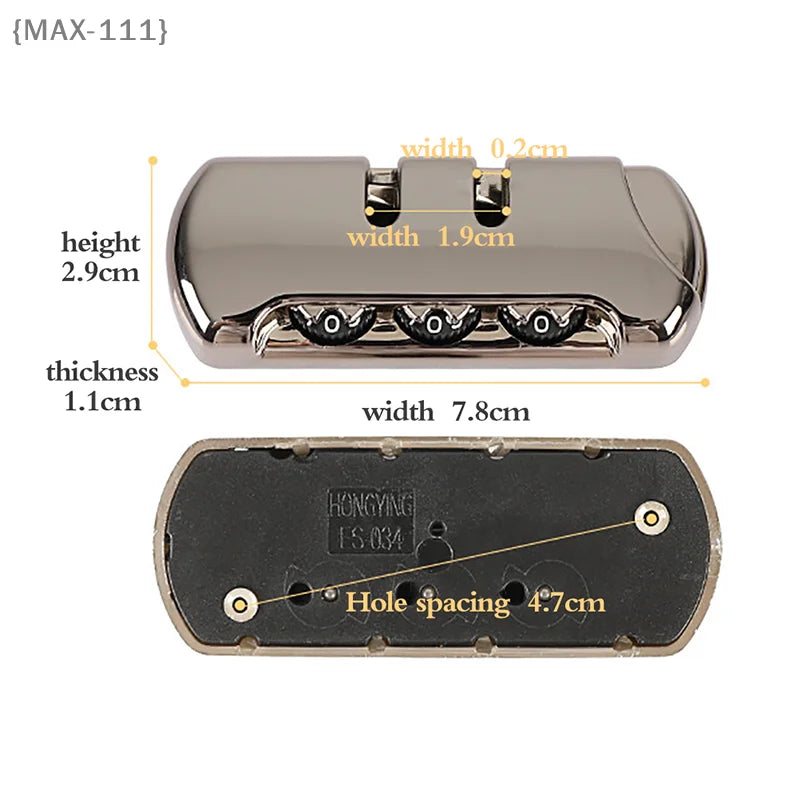 【F2-MAX111】3 Digit Combination Padlock Accessories for Bags Lock Luggage Suitcase Travel Bag Code Lock