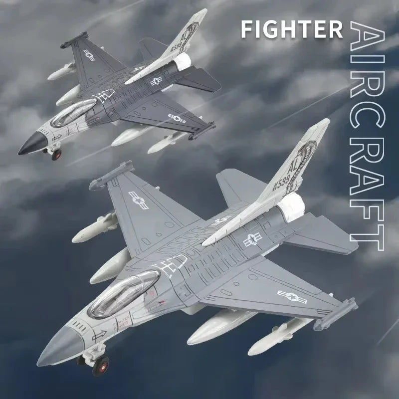 American F-16 Fighter Alloy Aircraft Model with Sound Light Series Children's Aircraft Model Toy Birthday Gift Christmas