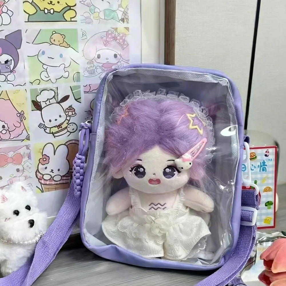 Kawaii 20cm Doll Ita Bag, Anime Style Transparent Crossbody Tote Bag, Casual & Versatile for Students