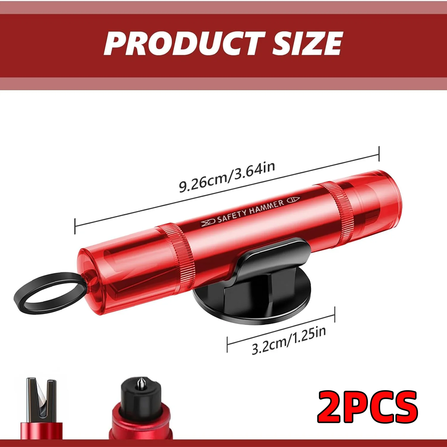 2 Safe Pro X Car Emergency Hammer, 2 in 1 Car Window Breaker Car Escape Tool, Window Breaker & Escape Safety Hammer for Vehicles