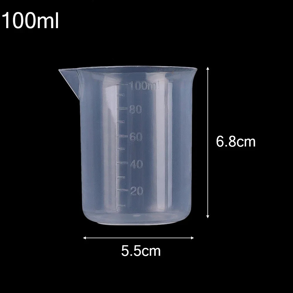 Wholesale 100ML Plastic Measuring Scale Cup Lab Transparent Graduated Liquid Measuring Container Small Beakers Without Handle