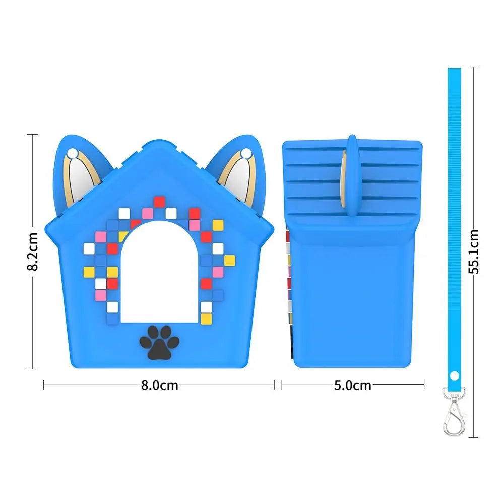 Silicone Game Console Protective Case with Lanyard Full Coverage Shockproof Cover Skin Anti-Scratch Cartoon for Bitzee Doghouse