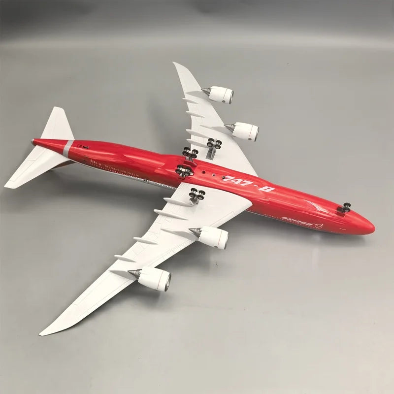 47CM 1:160 Scale Diecast Model Civil Airliner Prototype Aircraft Red Boeing 747-8 Airplane With Light Collection Display Gifts