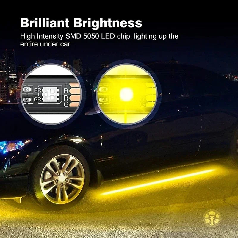 90/120CM Car Flexible Underglow Strip Light LED Underbody Remote APP Control RGB Neon Lights Atmosphere Lamp for Auto Decoration