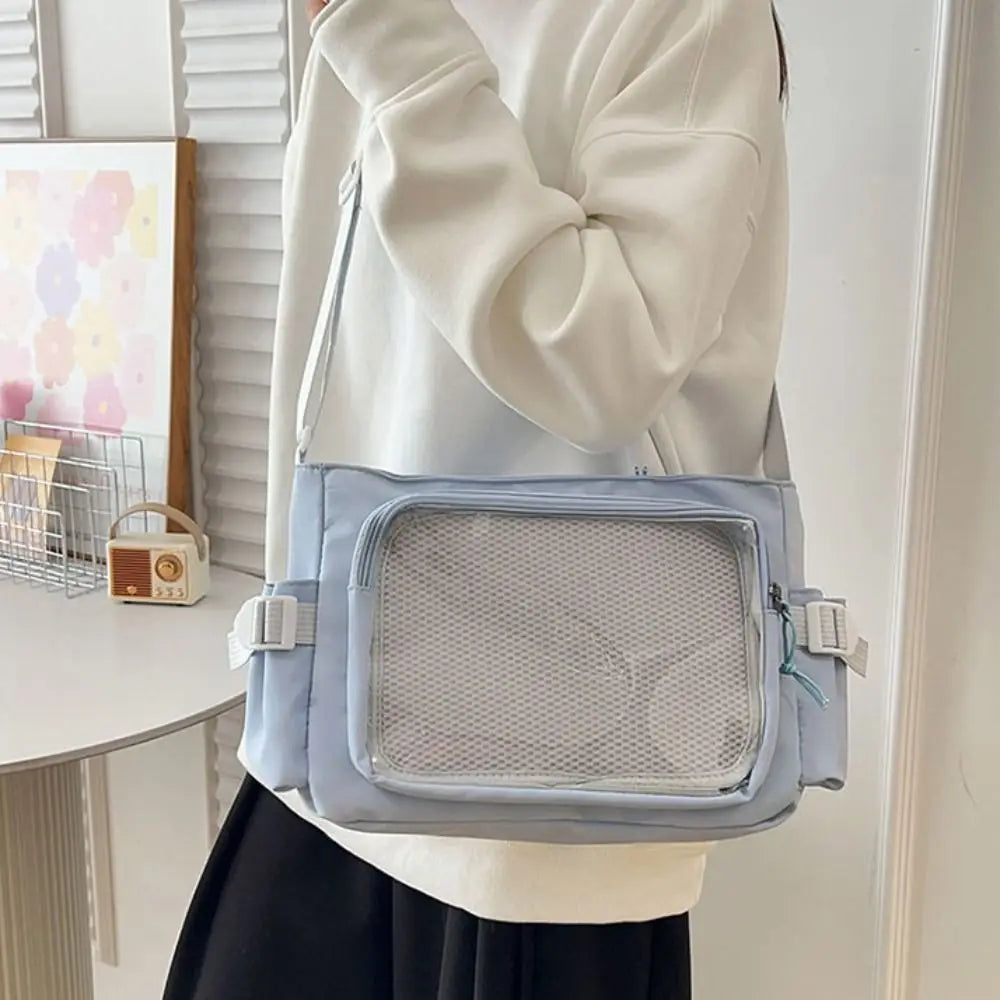 Zipper Bag Solid Color Itabag Nylon Cotton Doll Bag Transparent Bags Wallet Idol Merchandise Storage Shoulder Bag Gift