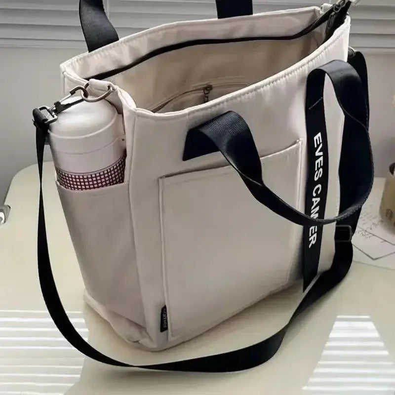 2024 New Casual Tote Large Capacity Shoulder Bag Nylon Waterproof Canvas Handbag Simple Fashion Messenger Bags for Schoolgirl