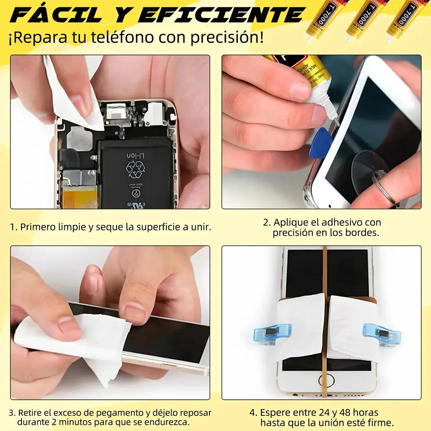 T-7000 Phone Adhesive, Multipurpose High Performance Industrial Glue Semi Fluid Black Adhesive, Cell Phone Repair Glass,Fabric .