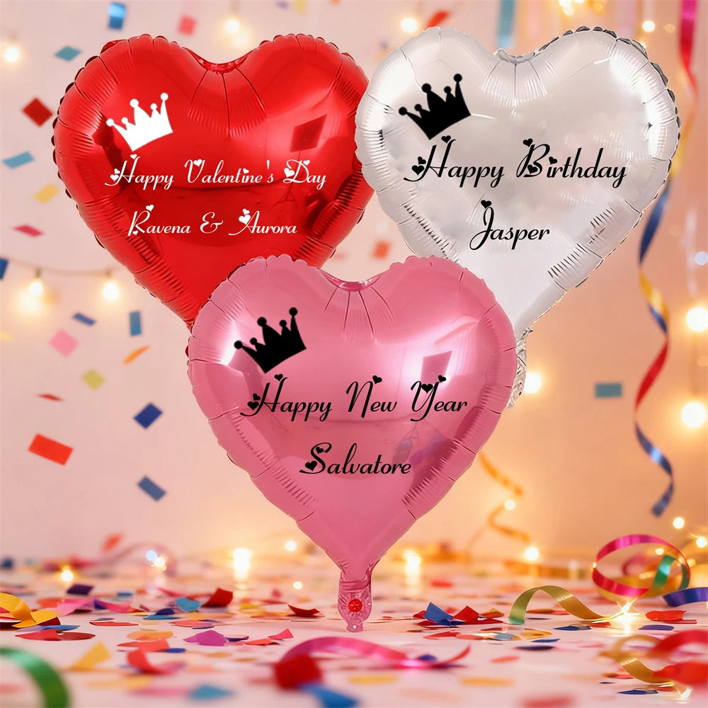 Custom Heart Balloon Customizable Personalized Name Text Home Party Decoration Crown Balloon Birthday Gift Custom Name Balloon