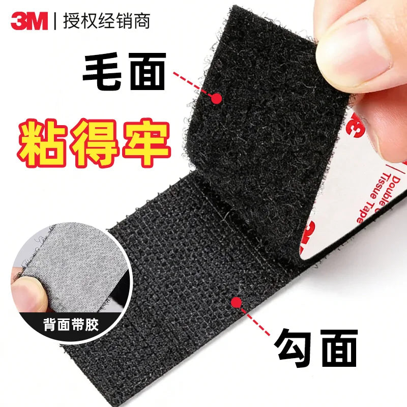 3M 56415 Heavy Duty Self-Adhesive Hook and Loop Tape Strong Hold Black Magic Fastener Tape for Indoor Outdoor Use