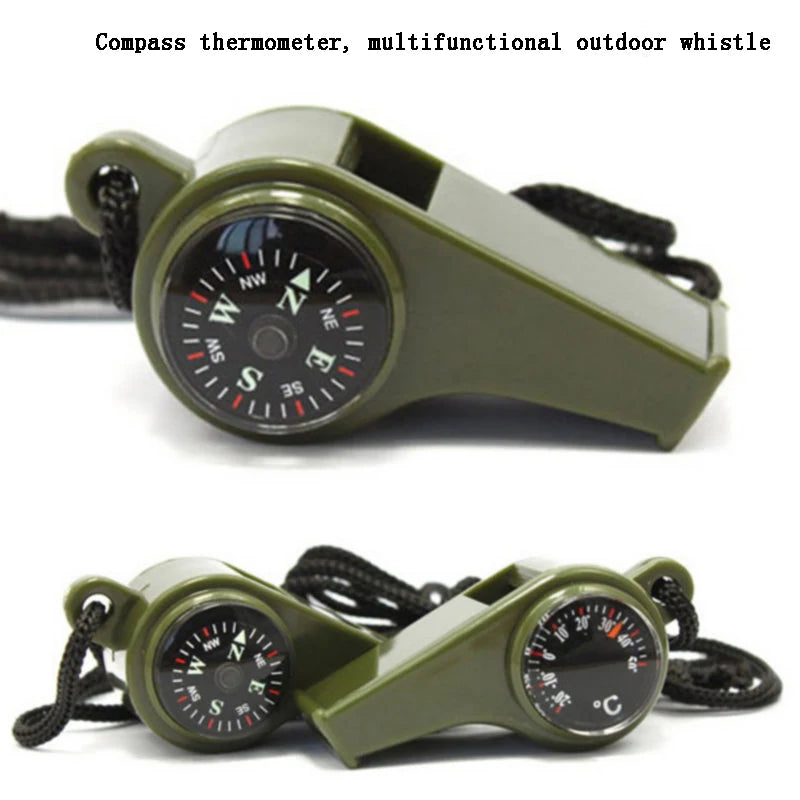 ABS Emergency Outdoor Whistle Plastic Multifunctional 3-in-1 Whistle Survival Whistle Compass Thermometer Whistle Referee