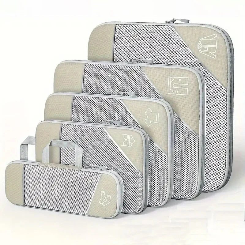 5 PCS Travel Clothing Storage Bag Compression Packing Cube Lightweight Luggage Organizers Sub Packaging Bag Travel Accessories
