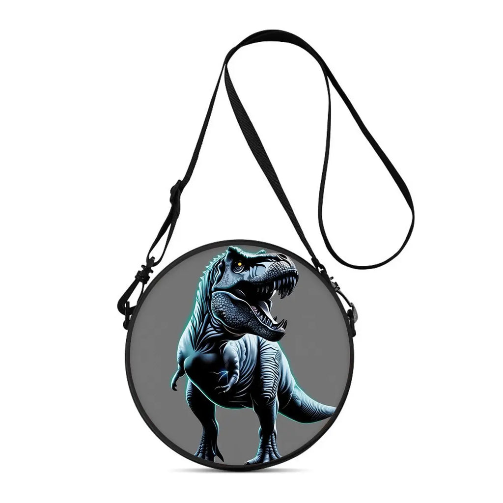 Dinosaur Print Round Shoulder Bag Casual Messenger Bag for Woman Best Gifts 2D Flat Casual Daily Crossbody Bag