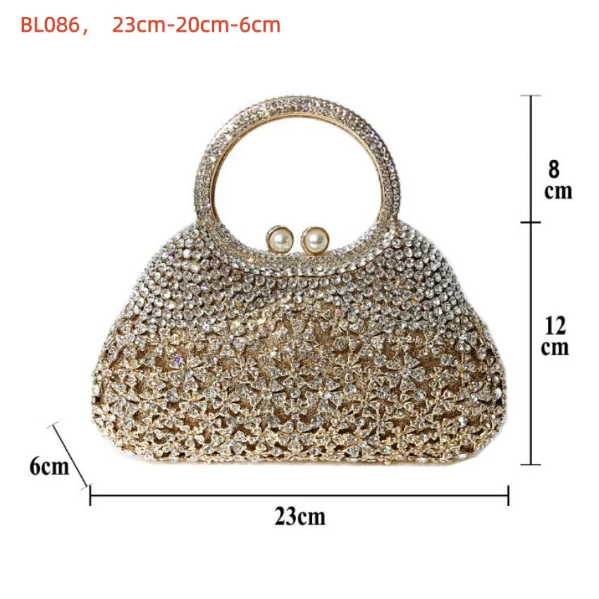 2026 Sparkly Diamond Dinner Bag Hollow Rhinestone Banquet Clutch Bag Women Evening Party Wedding Bridal Purse Rhinestone Handbag