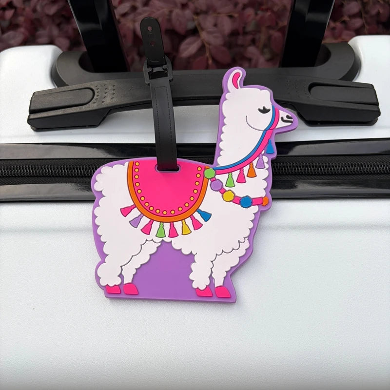 1/2Pcs Animal Luggage Tag Alpaca Airport Checked Baggage Anti-Loss Identifier Tag Hanging Luggage Tag for Couples Travel Essentials