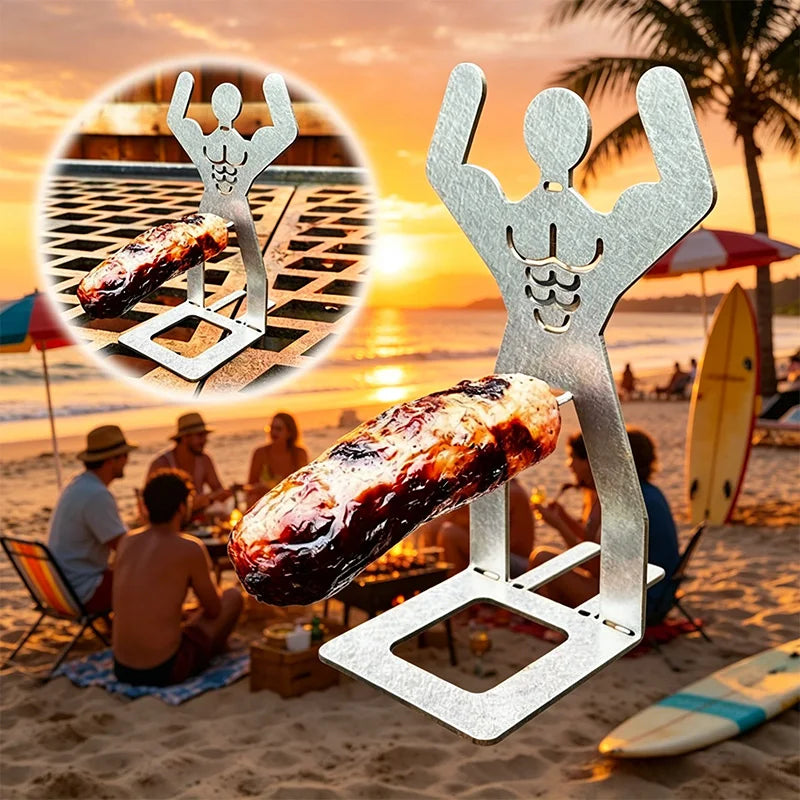 Stainless Steel Hot Dog Sausage Grill Long Handled Reusable Sausage Grill Basket Outdoor Camping Barbecue Tool Dishwasher Safety