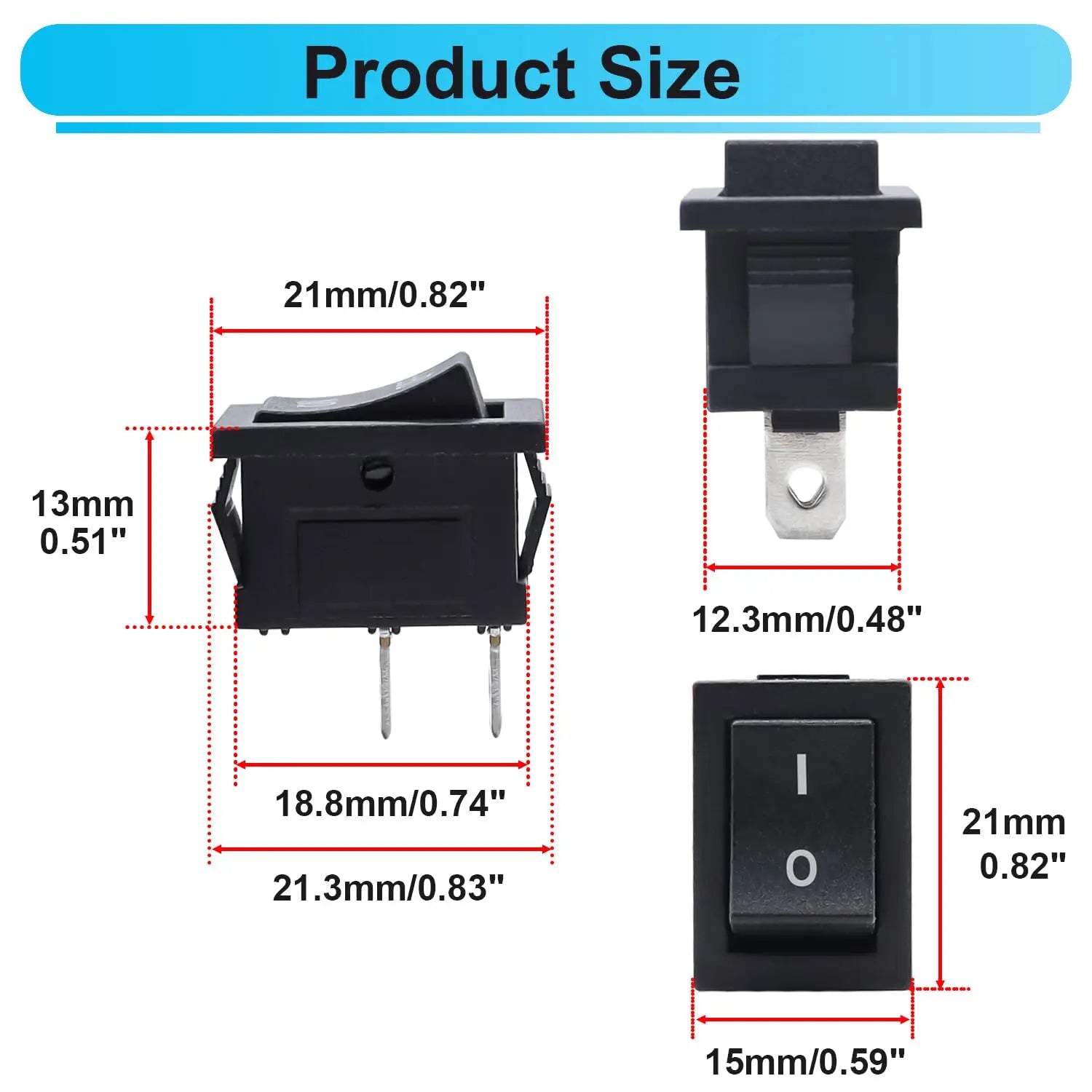 10/20PCS 12V Rocker Switch On/Off 2 Pin 2 Position SPST Car Auto Boat Rocker Toggle Switch AC 6A/250V 10A/125V