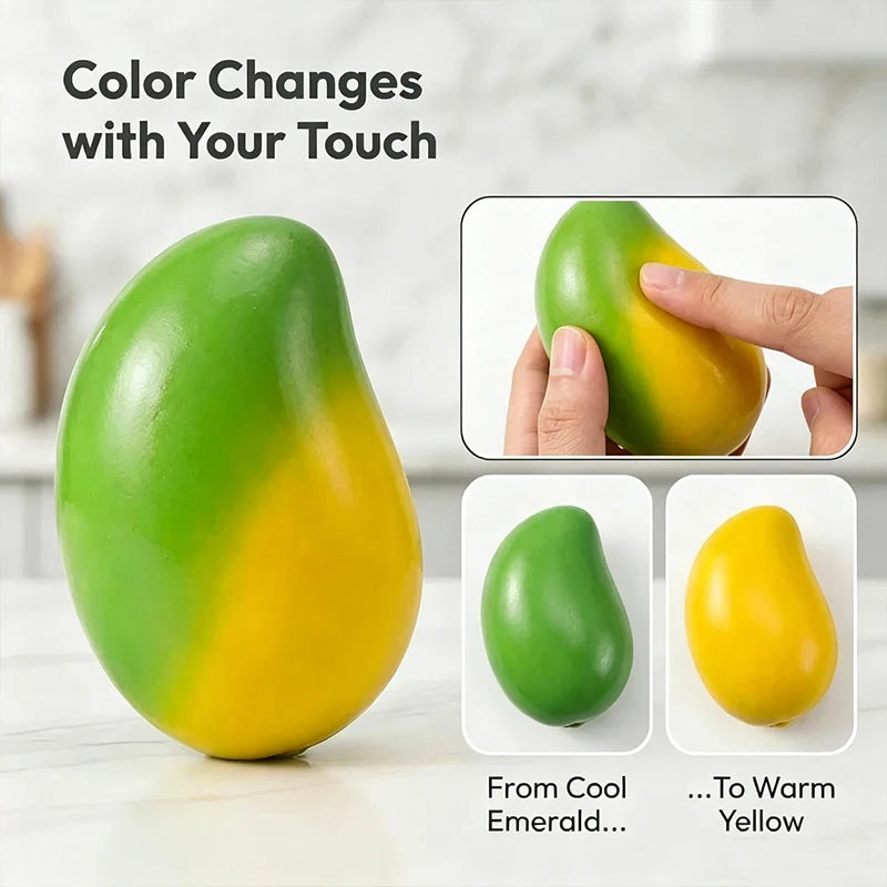 Handmade Squishy Mango Stress Ball Toy Color-changing Mango Squeeze Fidget Toys ASMR Sensory Stress Relief Toy for Adult