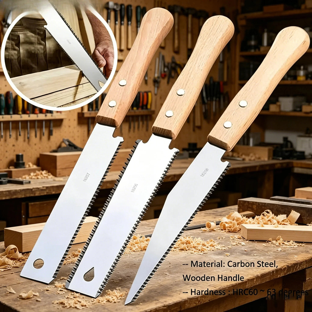 Flexible Fine Tooth Japanese Hand Saw with SK5 Steel Blade, Single & Double Sided Wood Cutter, Durable Woodworking & Garden Tool