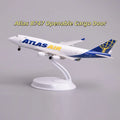 20CM Scale ABS Atlas Air Cargo B747 Airlines Openable Cargo Door Model Miniature Airplane Toy Model For Collections and Displays