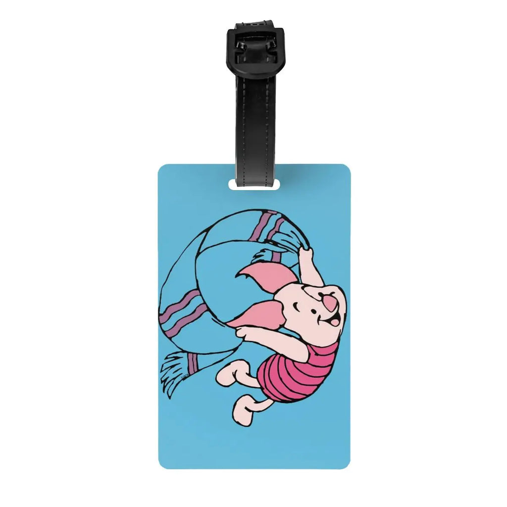Custom Happy P-Piglets Anime Big Movie Luggage Tag With Name Card Privacy Cover ID Label for Travel Bag Suitcase