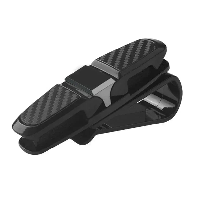 Black Glasses Holder for Car Sun Visor Sunglasses Clip Card Ticket Holder Eyeglasses Fastener Carbon Fiber Sunglasses Clip