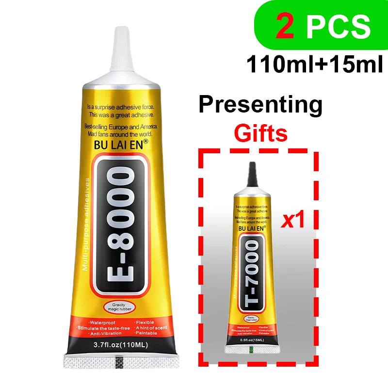 T7000 & E8000 Jewelry Adhesive 15/110g: Suitable for bonding rhinestones, pearls, glass, and metal—waterproof and transparent