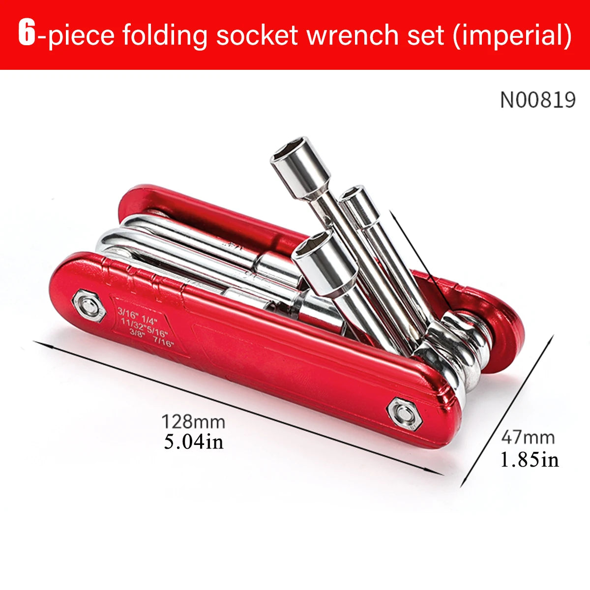 6 in 1 Folding Nut Driver Set Imperial/Metric,Hex Nut Driver Set,Folding Socket Wrench,Steel Shank Portable Premium Handle