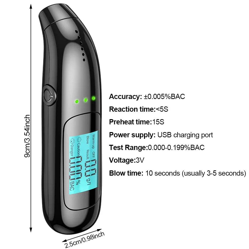 Portable Non-Contact Alcohol Tester with LCD Screen Display Alcoholmeter Alcohol Tester Accuracy Breathalyzer Diagnostic Tool