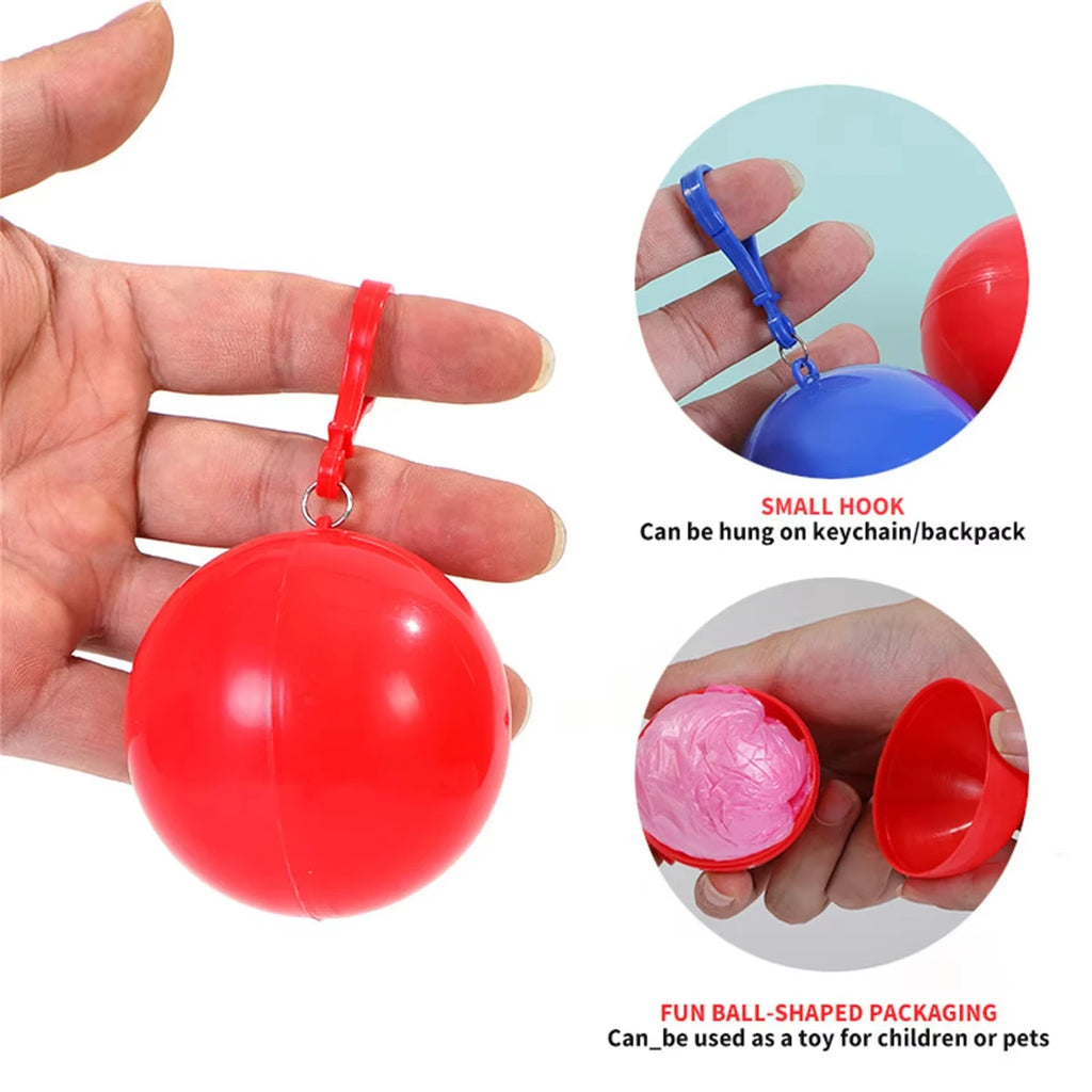 1pcs Mini Portable Raincoats Ball Colorful Disposable Thicken Rain Ponchos Emergency Waterproof Rainwear Cape Keyring Balls