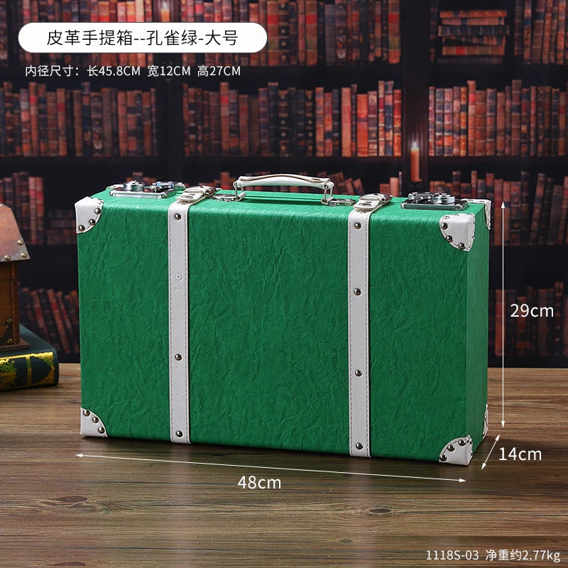Customized Luxury Vintage Trunk Suitcase Red Travel Leather Luggage Valises Fashion Large Capacity Clothes Storage Prop Box