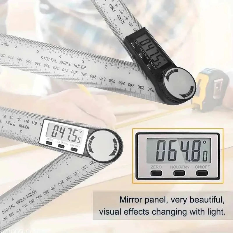 HOMEFISH 1 PC 2 in 1 Digital Angle Detector Scale Suitable for Woodworking Mutifunction Tools Measurement Tools High Accuracy