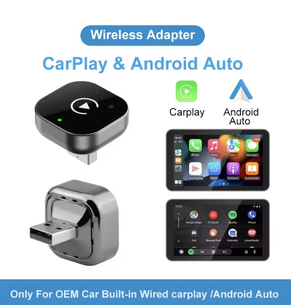 2in 1 Wireless CarPlay Dongle Wireless Android Auto Adapter AI Smart Box 5Ghz WiFi Type-C/USB Plug and Play Car Accessories
