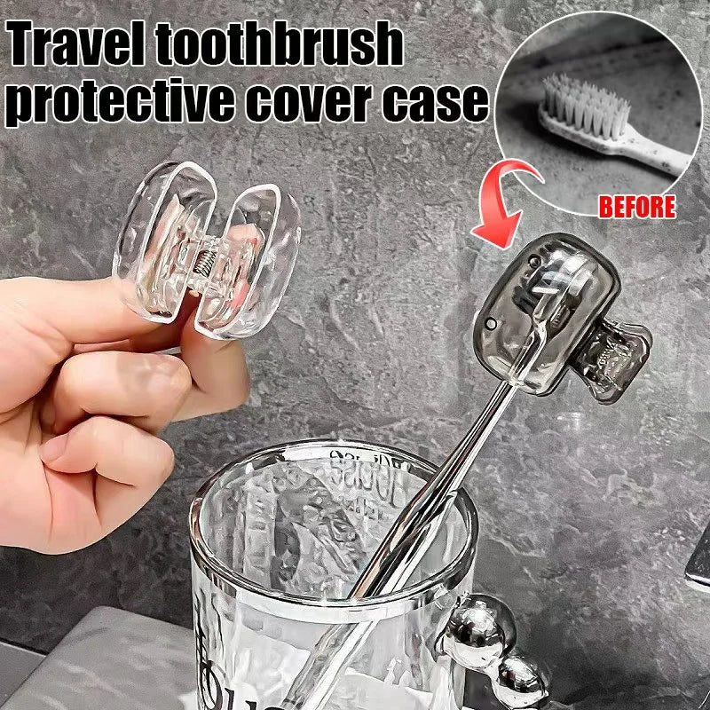 2Pcs Travel Toothbrush Head Covers Toothbrush Protector Cap Brush Pod Case Protective Portable Plastic Clip For Household Travel