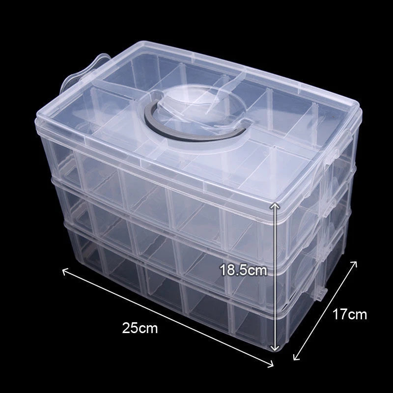 30 Grid Car Model Storage Containers 3 Layer Stackable Craft Storage Box With Handle Bead Organizer For Art,Toy,Washi Tape,Nail