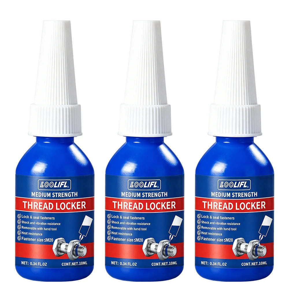 50ml Blue and red threaded locks, medium-strength threaded locks, nut, bolt, fastener, and metal threaded locks, oxygen-free curing screw adhesive to prevent loosening (blue and red)