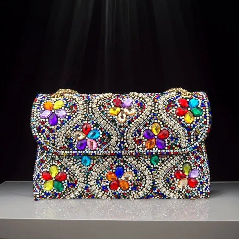 New Fashion Celebrity Rhinestone Bag Clothing Alloy Xiaoxiangfeng Shoulder Crossbody Dinner Bag