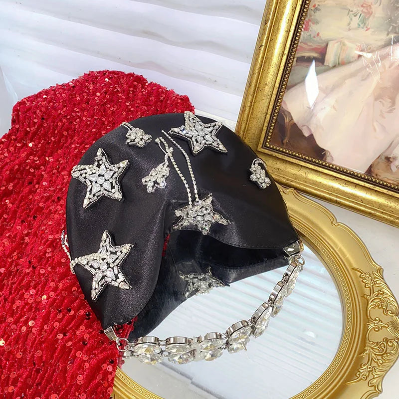 Women Silk Handbag Diamond Bucket Bag StarTassel Evening Bag Shoulder Bag Hobo Bag Party Purse Female Clutches Bolsos