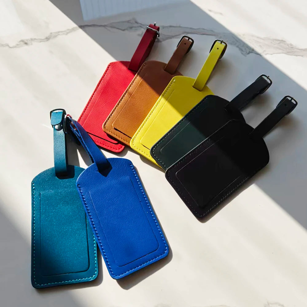 Customizable Name Leather Suitcase Tag Luxury Genuine Leahter Female Travel Accessories Persoanlized Letters Men Luggage Label