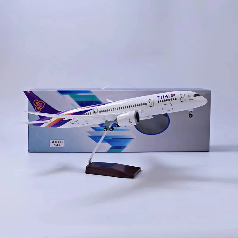 New 47CM Thai Airways B787 Model Plane Resin Diecast Airplanes with LED Light Aircraft Model Ornaments Collection Display Gifts