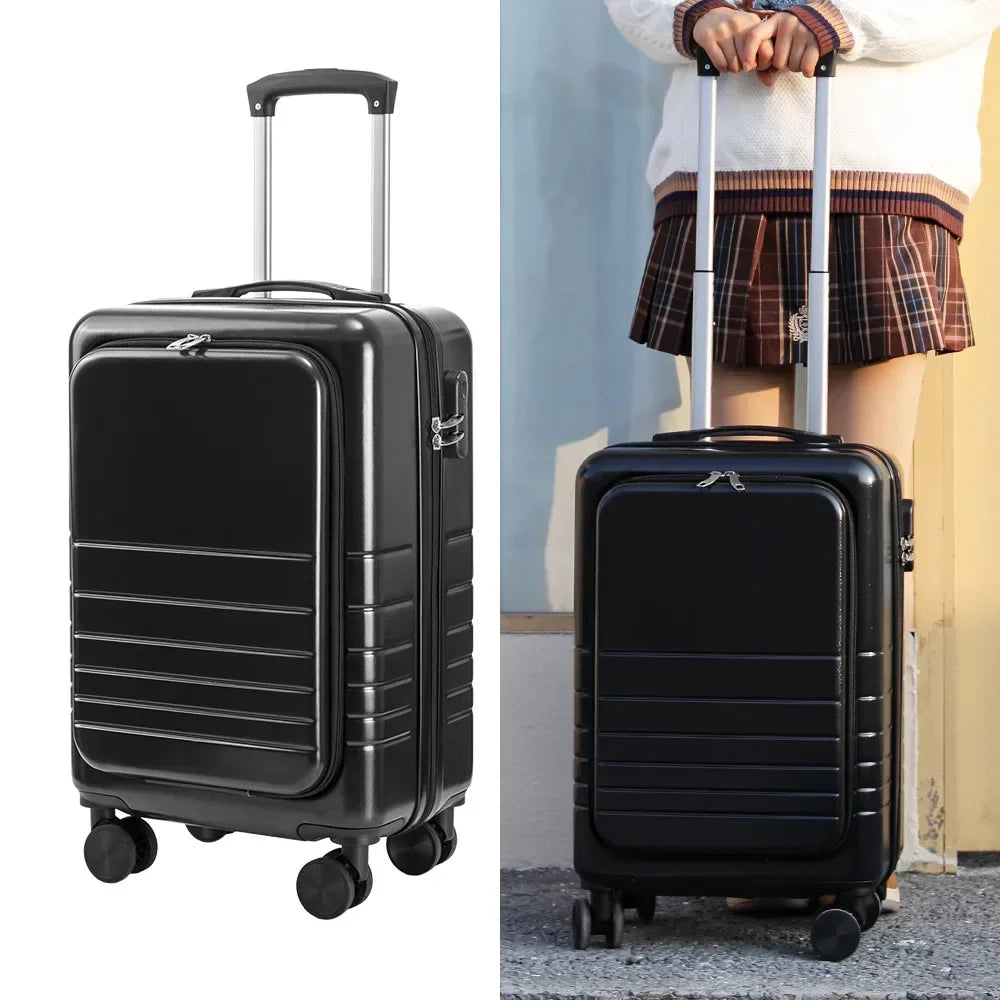 Front opening cover Wheel Carry on Trolley Luggage ABS+PC Travel Suitcase rolling suitcase Women fashion zipper suitcase valises