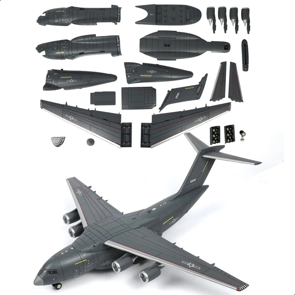 1:100 Scale Y-20 Transport Aircraft Quick Assembly Model Kit, Plastic Y-20 Fun Toy Airplane Assembly Model Kids Gift Suitable