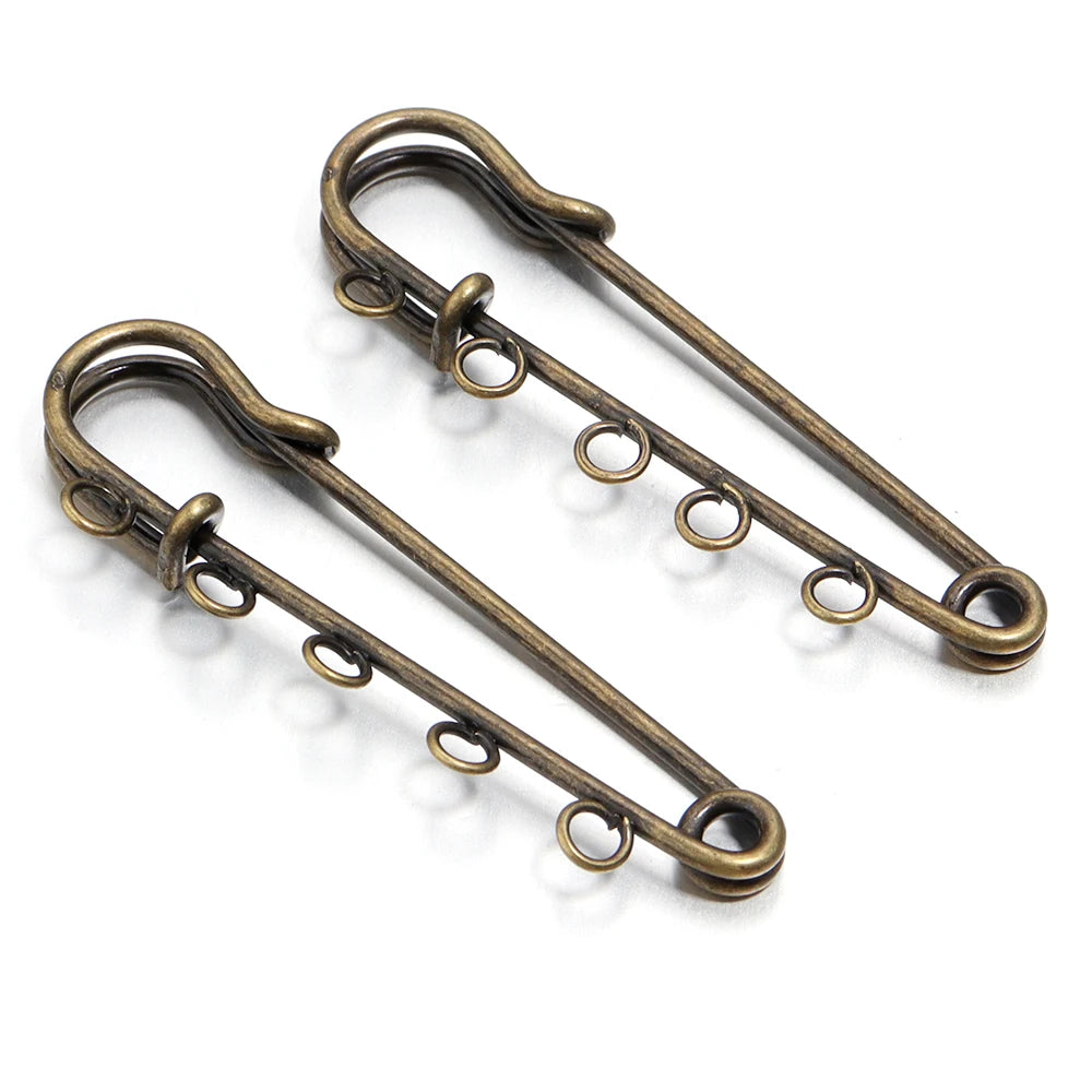 5-10pcs/lot Safety Pins Brooches Blank Base Brooch Pin With Loops Fasteners Pin For DIY Jewelry Making Brooch Charm Accessories