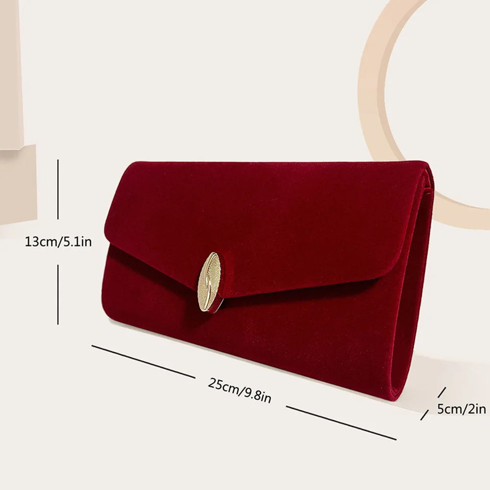 2023 New Red Bridal Wedding Bags Velvet Clutches Vintage Square Purse Chain Shoulder Bags Luxury Banquet Bags Blue Envelope Prom