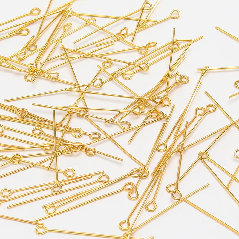 100PCS 2inches (50mm) Copper Flat Head Pins Open Eye Pins For Jewelry Making Basics Findings Accessories