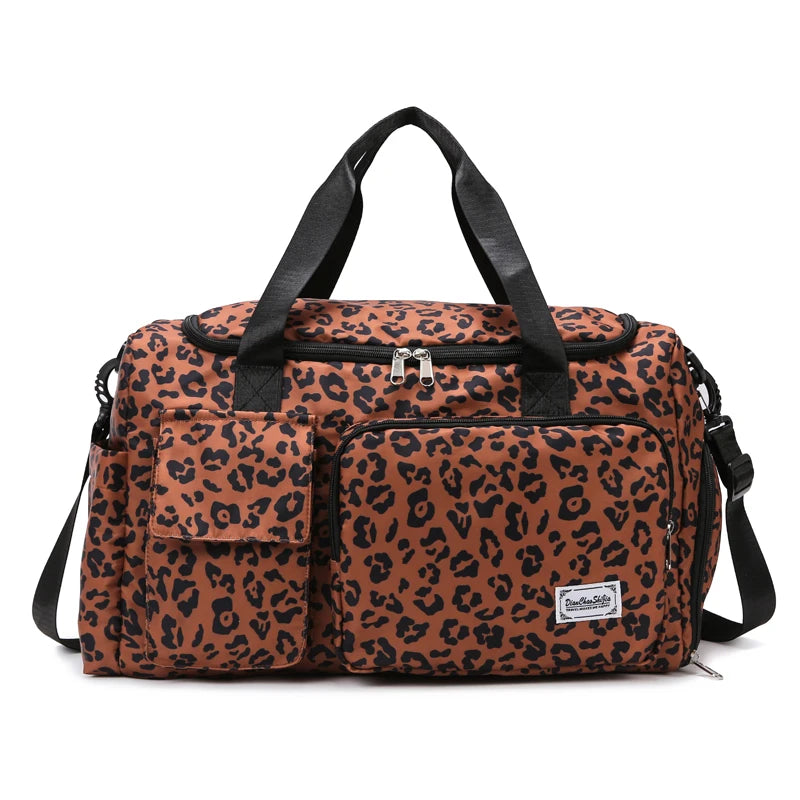 Fashion Leopard Print Travel Bag  Large Capacity Multiple Pockets Sports and Fitness Bag Travel Bag Storage Bag Etc