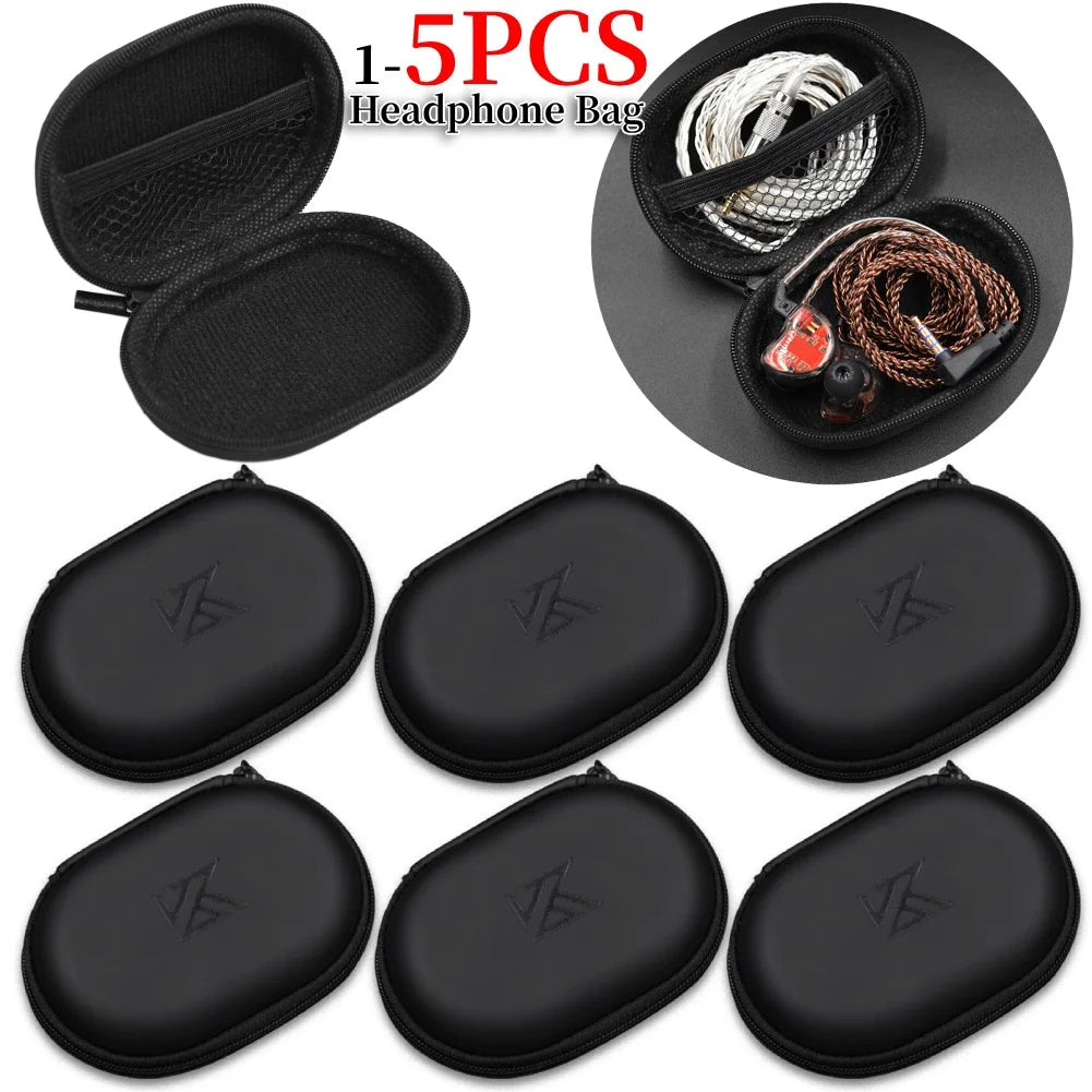KZ Earphone Accessories Hard Case Bag With Logo Portable Oval Headset PU Storage Box For ZST ZS10 PRO X EDX Pro AS24 DQS ZNA